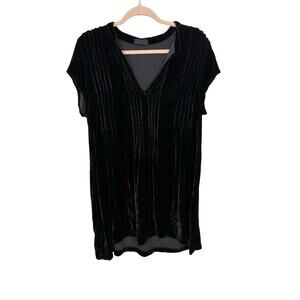 CP Shades Black Crushed Velvet Silk Blend Tunic Dress S Romantic Goth Romantic